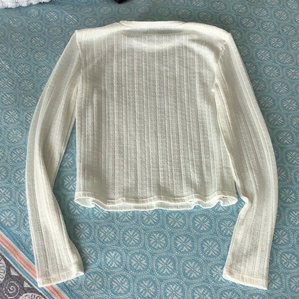 Reformation Cream Ribbed Long-Sleeve Top - Picture 3 of 7
